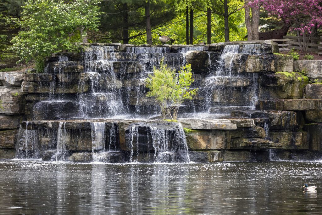 The artificial waterfall in the state park