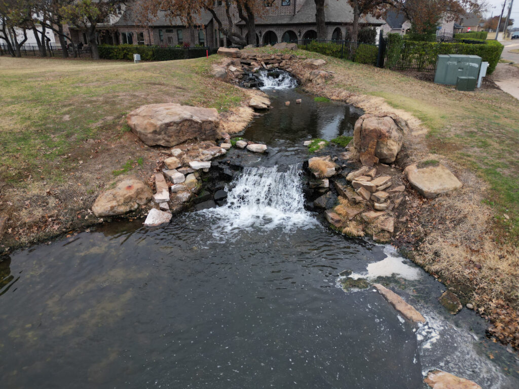 Small waterfall at the back yard of the golf court